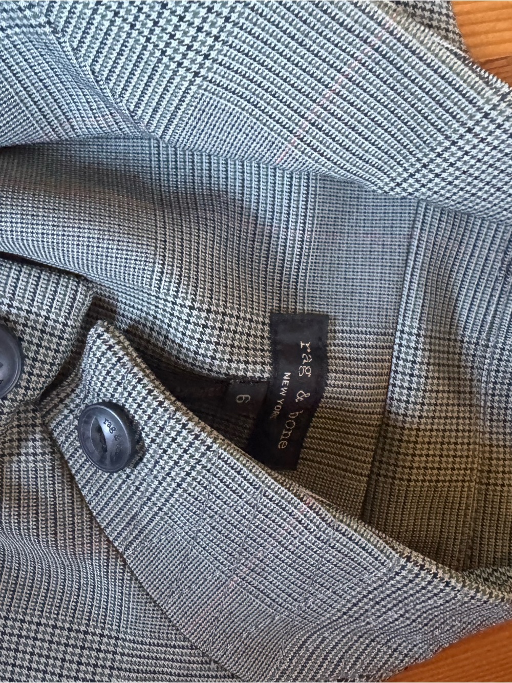 Rag & bone Double-Breasted Glen Plaid Blazer in Light Gray 6 - Picture 4 of 6